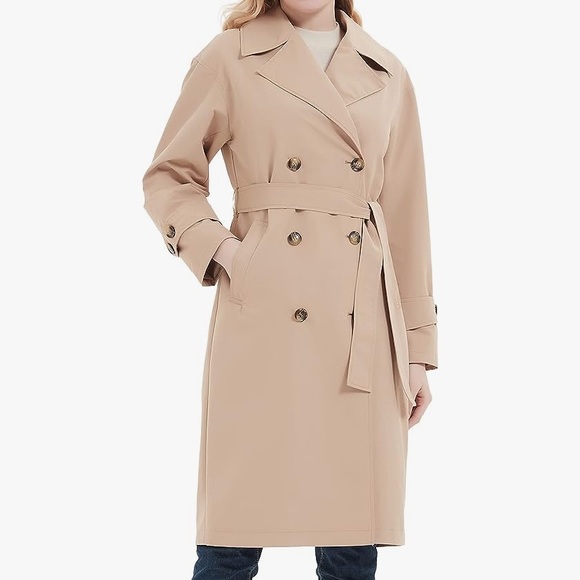 Nylon Like Midi Trench Coat With Belt
